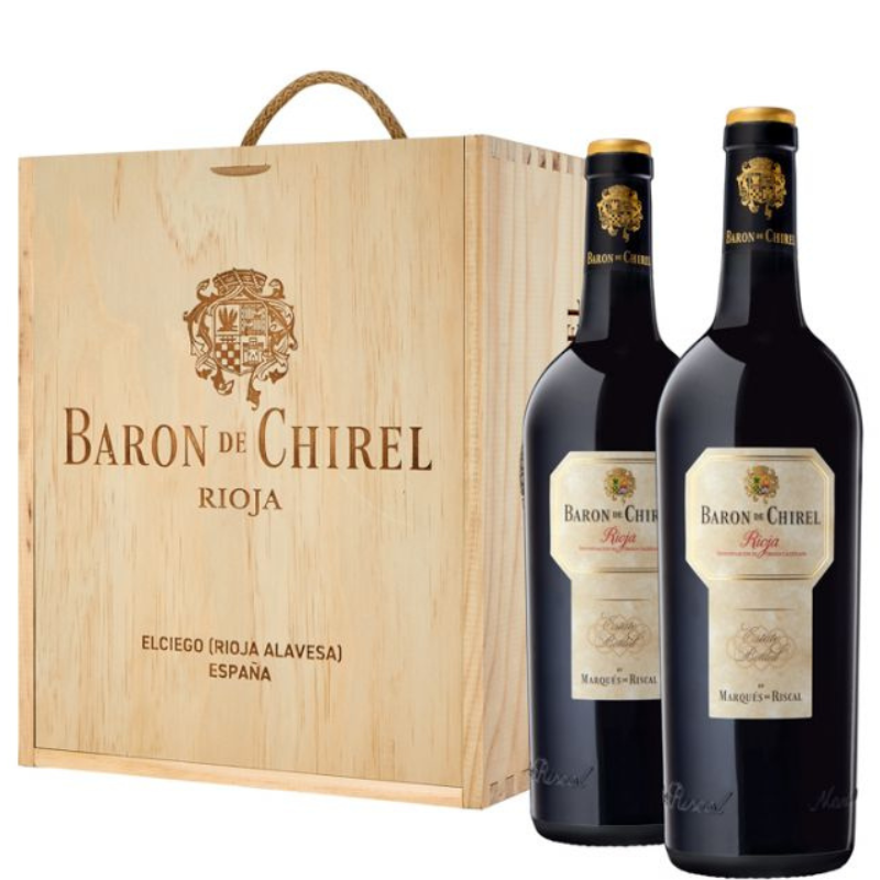 BARON DE CHIREL Reserva 2020 x2 botellas en caja de madera