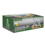 Service à cocktail avec socle en bambou en acier inoxydable