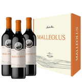 Trois bouteilles de Malleolus 2022 de la Cave Emilio Moro, avec un étui sérigraphié de la Cave