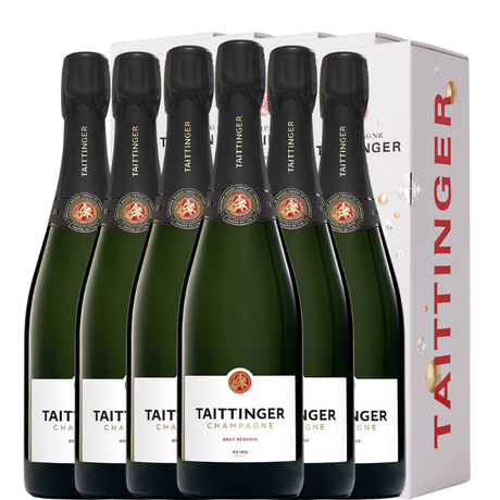 Six bottles of Taittinger Brut Réserve with case